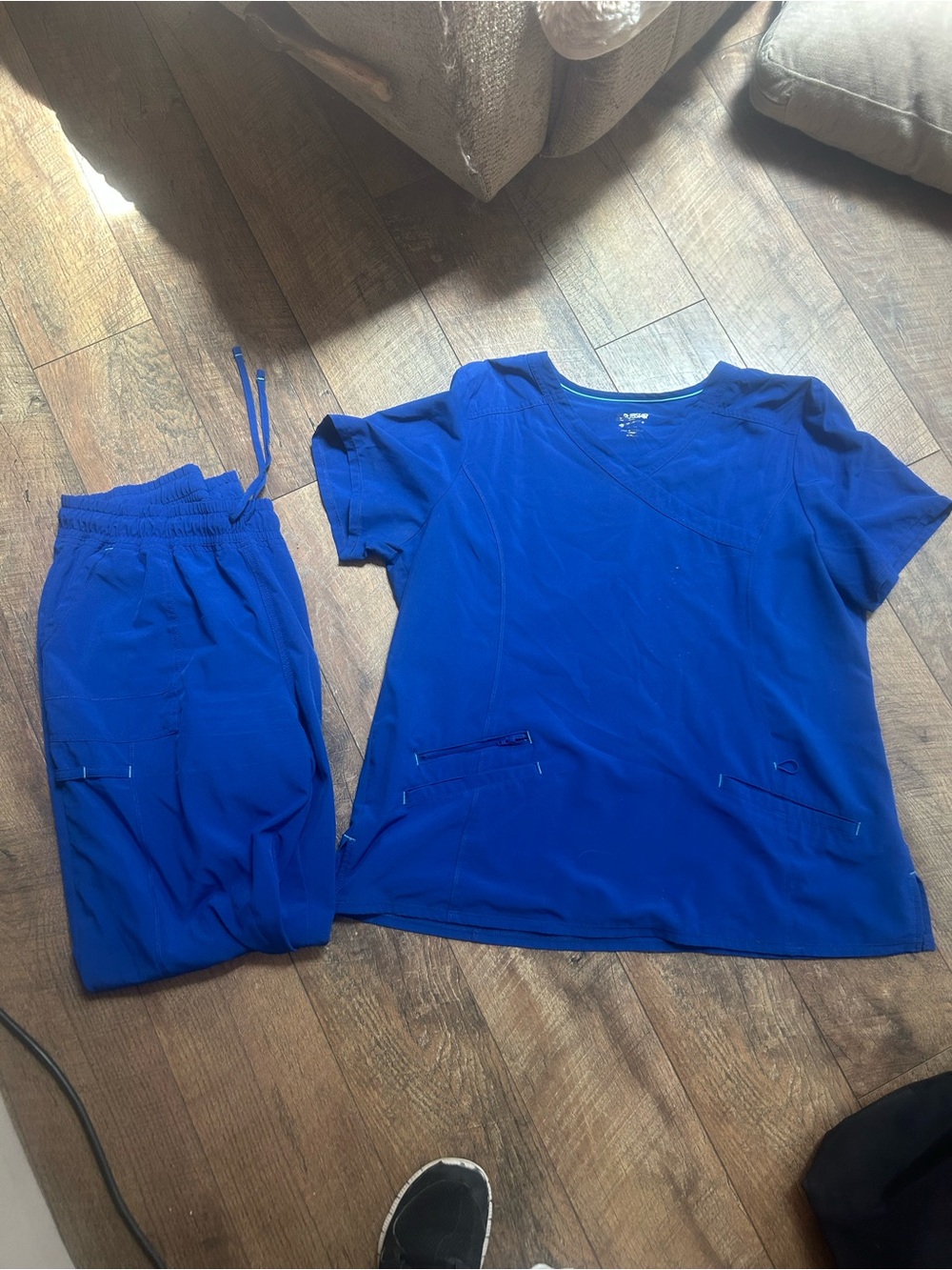 J.B.S. Women's Royal Blue Scrub
 Set - Short Sleeve Top & Elastic Waist Pants